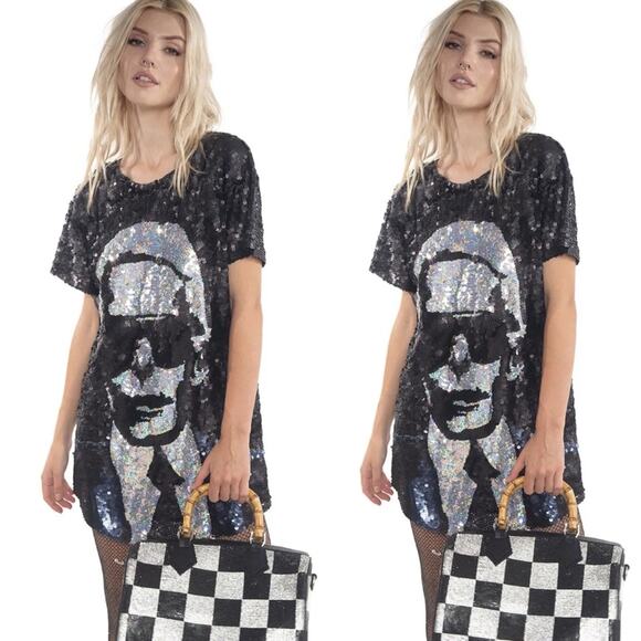 House of Mua Mua Karletto Sequin Maxi Tee Dress - Picture 1 of 9